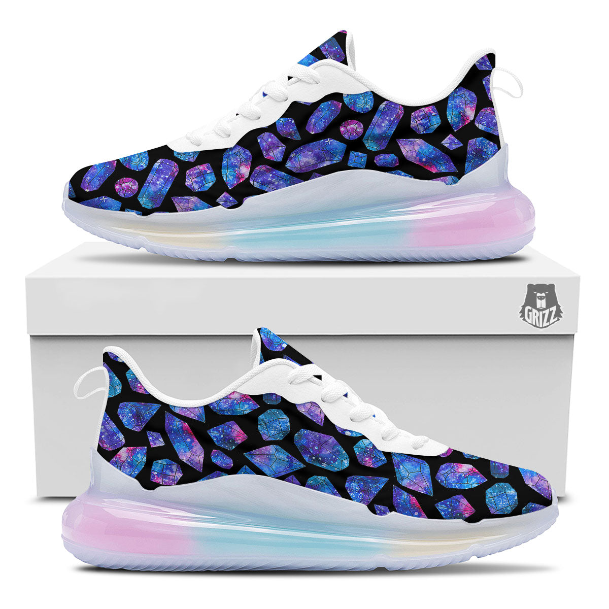 Cosmic Galaxy Space Purple Crystal Print Running Sneakers-grizzshop