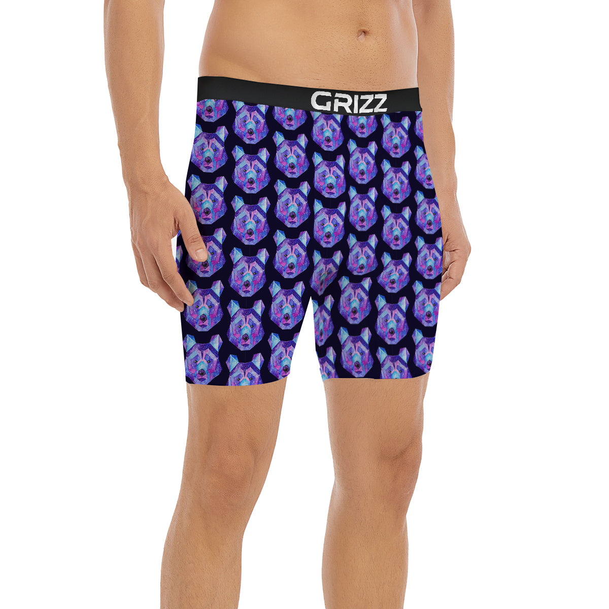 Cosmic Polygonal Bear Print Pattern Boxer Briefs-grizzshop