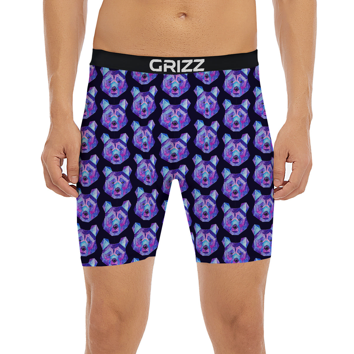 Cosmic Polygonal Bear Print Pattern Boxer Briefs-grizzshop