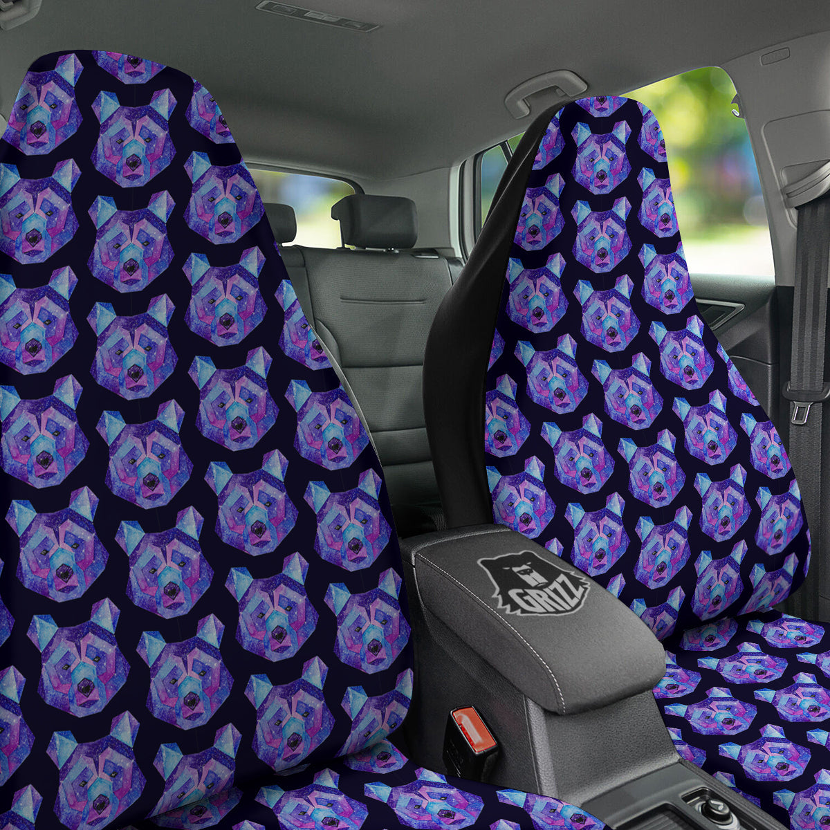 Cosmic Polygonal Bear Print Pattern Car Seat Covers-grizzshop