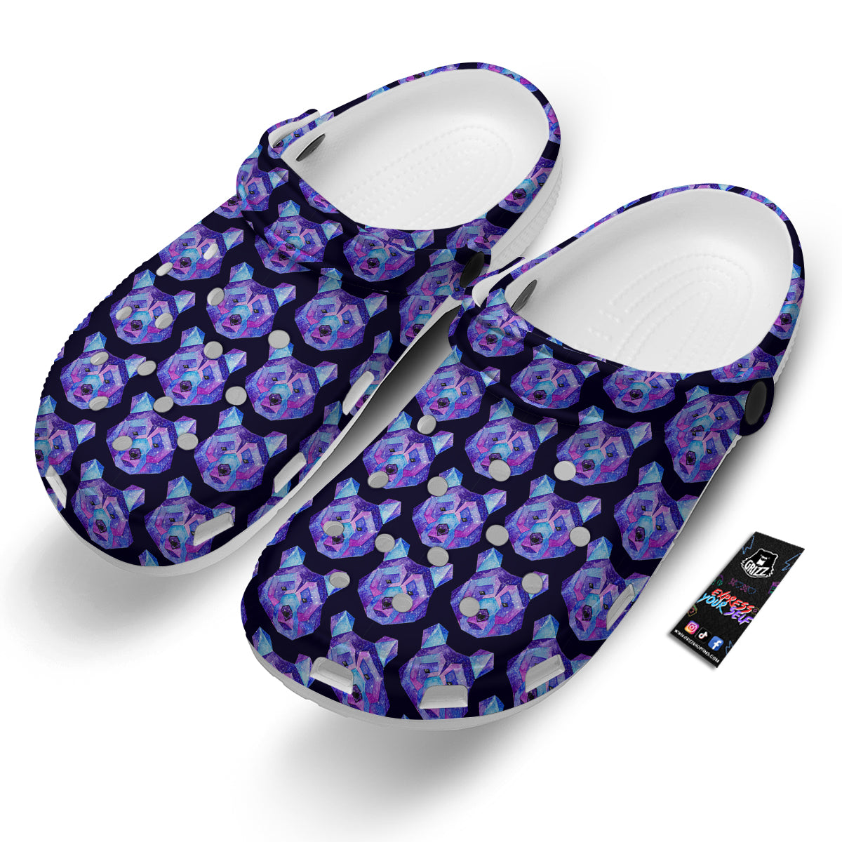 Cosmic Polygonal Bear Print Pattern Clog-grizzshop