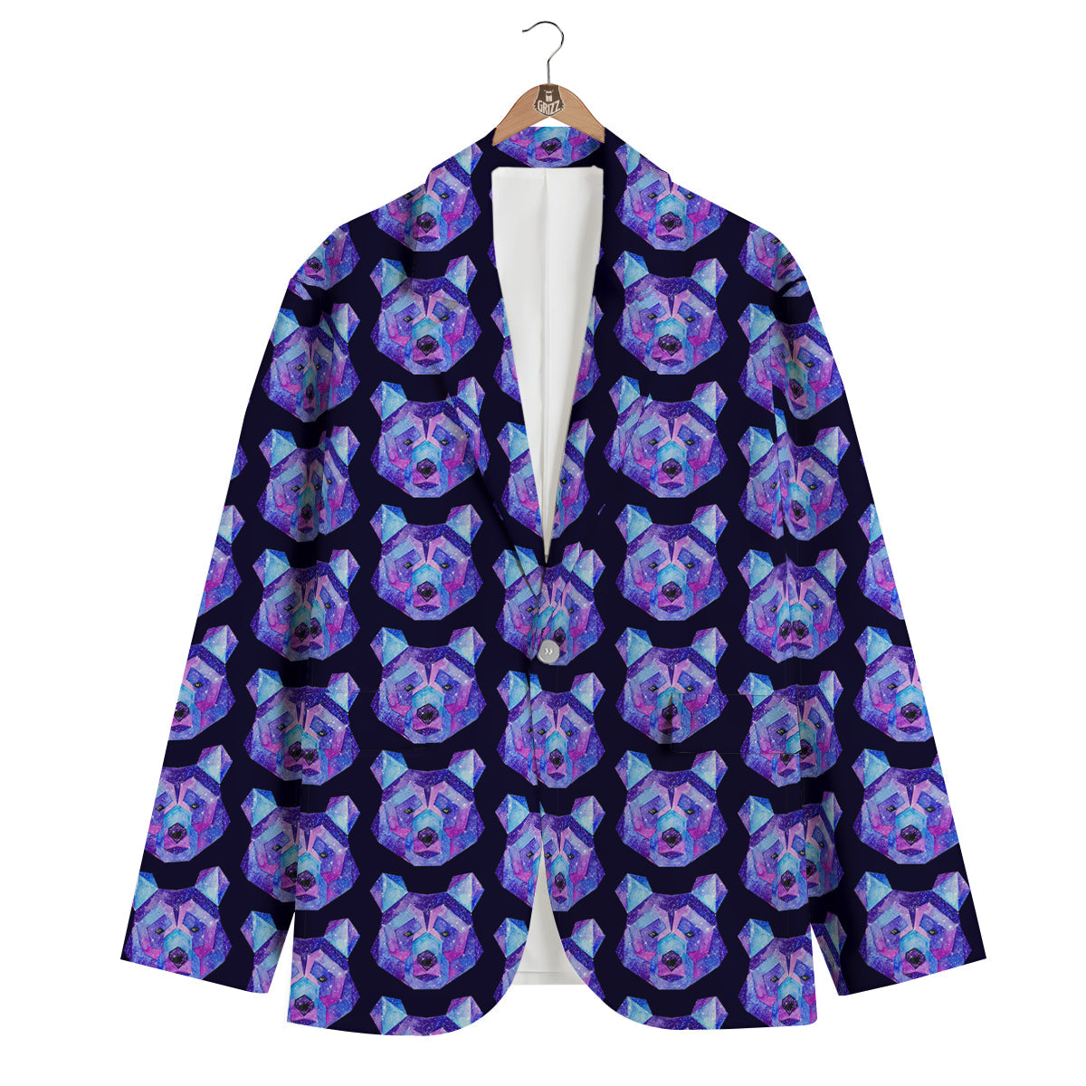 Cosmic Polygonal Bear Print Pattern Men's Blazer-grizzshop