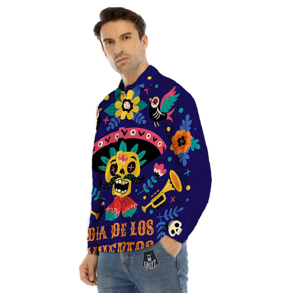 Cosmic Polygonal Bear Print Pattern Men's Dress Shirts-grizzshop