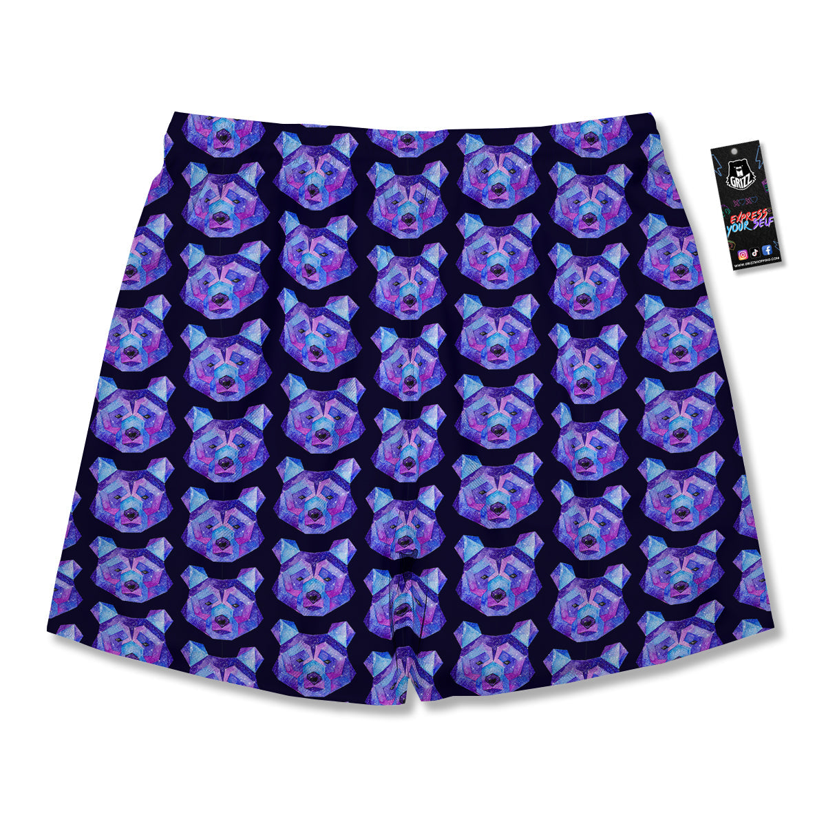 Cosmic Polygonal Bear Print Pattern Men's Running Shorts-grizzshop
