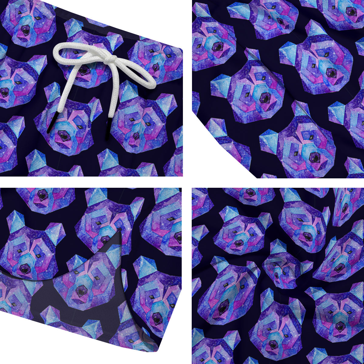 Cosmic Polygonal Bear Print Pattern Men's Running Shorts-grizzshop