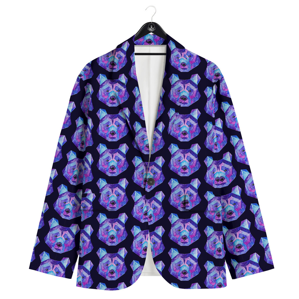 Cosmic Polygonal Bear Print Pattern Men's Sport Coat-grizzshop