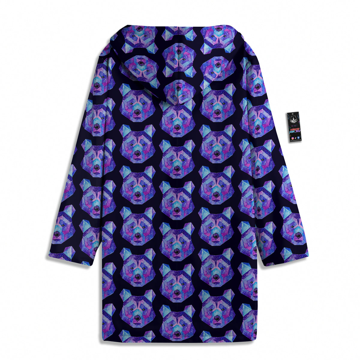 Cosmic Polygonal Bear Print Pattern Men's Windbreaker Jacket-grizzshop