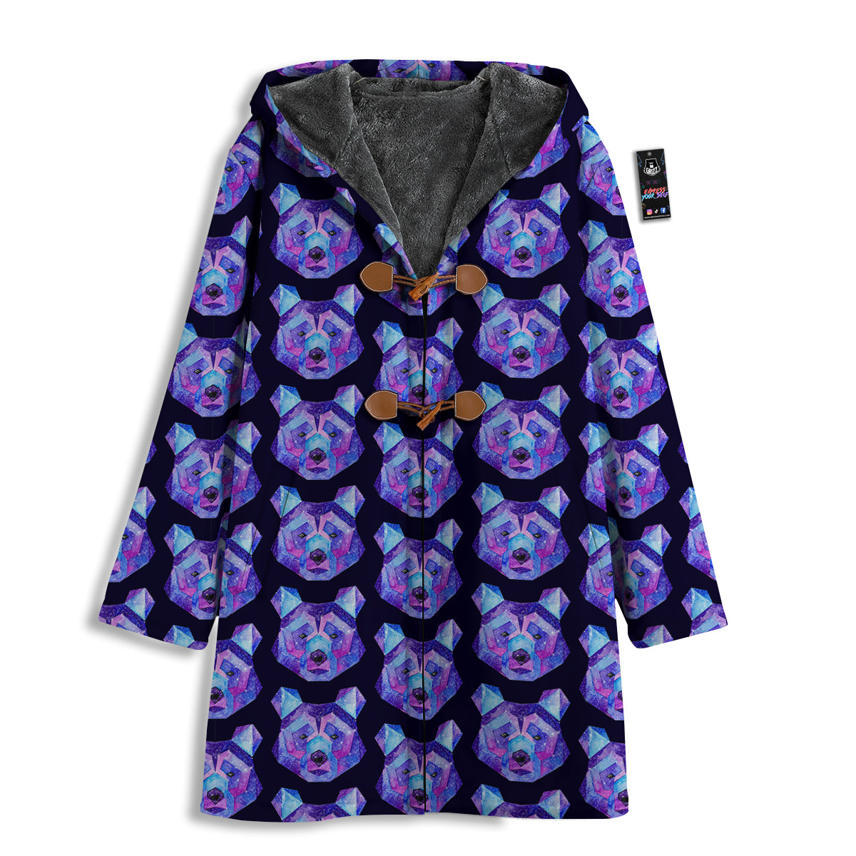 Cosmic Polygonal Bear Print Pattern Men's Windbreaker Jacket-grizzshop