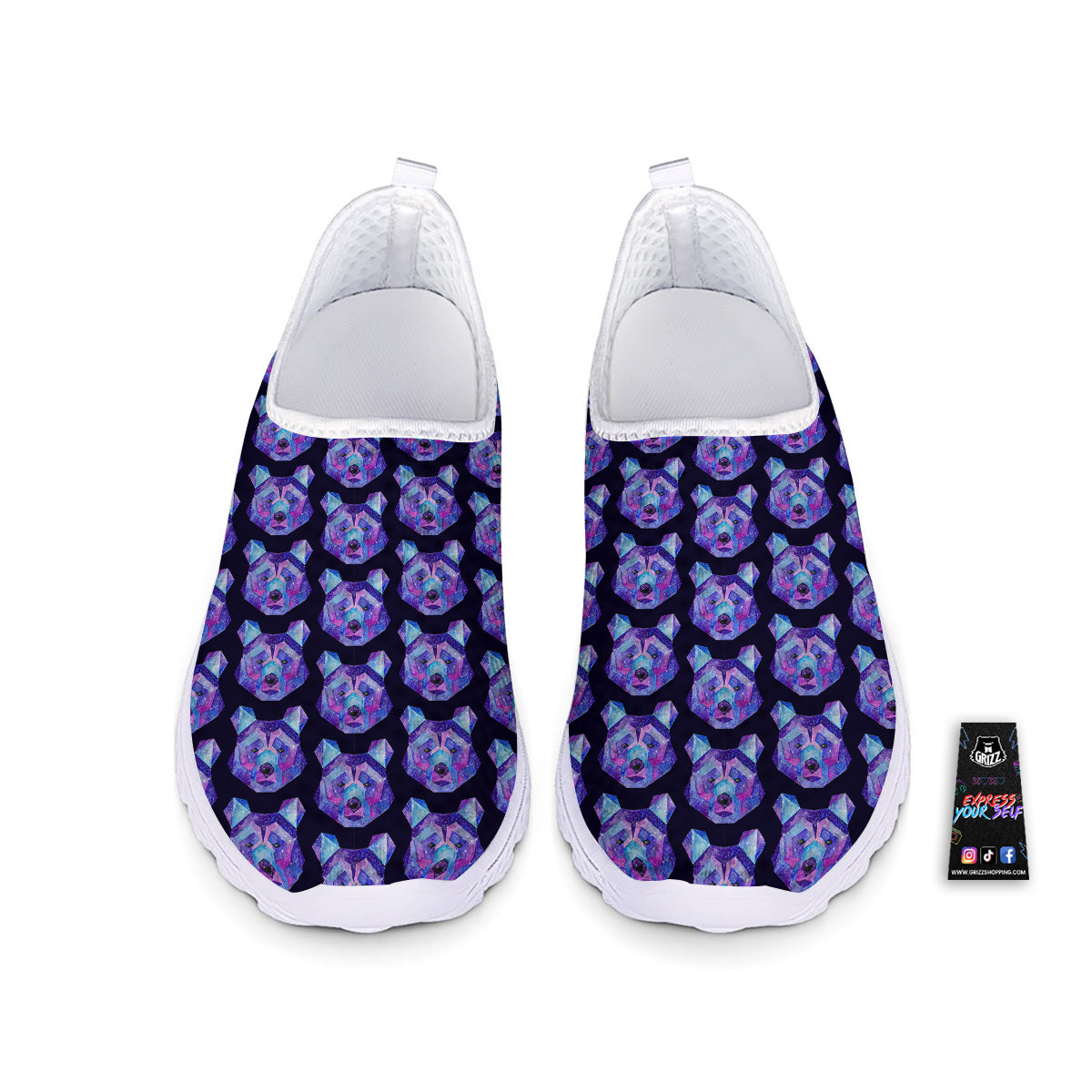 Cosmic Polygonal Bear Print Pattern Nurse Shoes-grizzshop