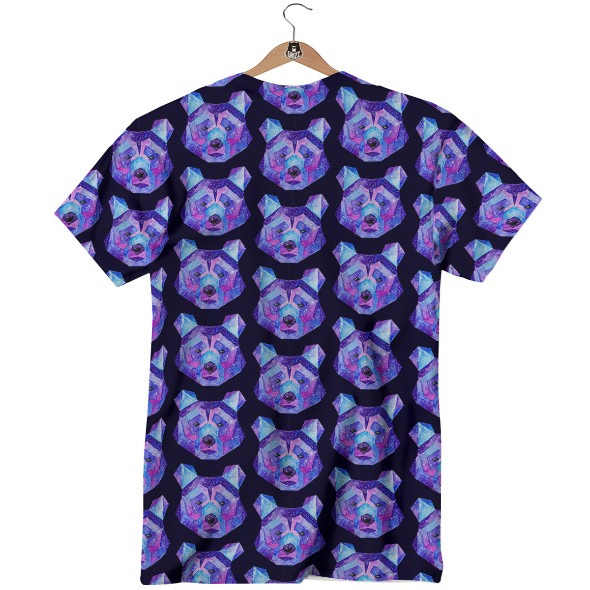 Cosmic Polygonal Bear Print Pattern T-Shirt-grizzshop
