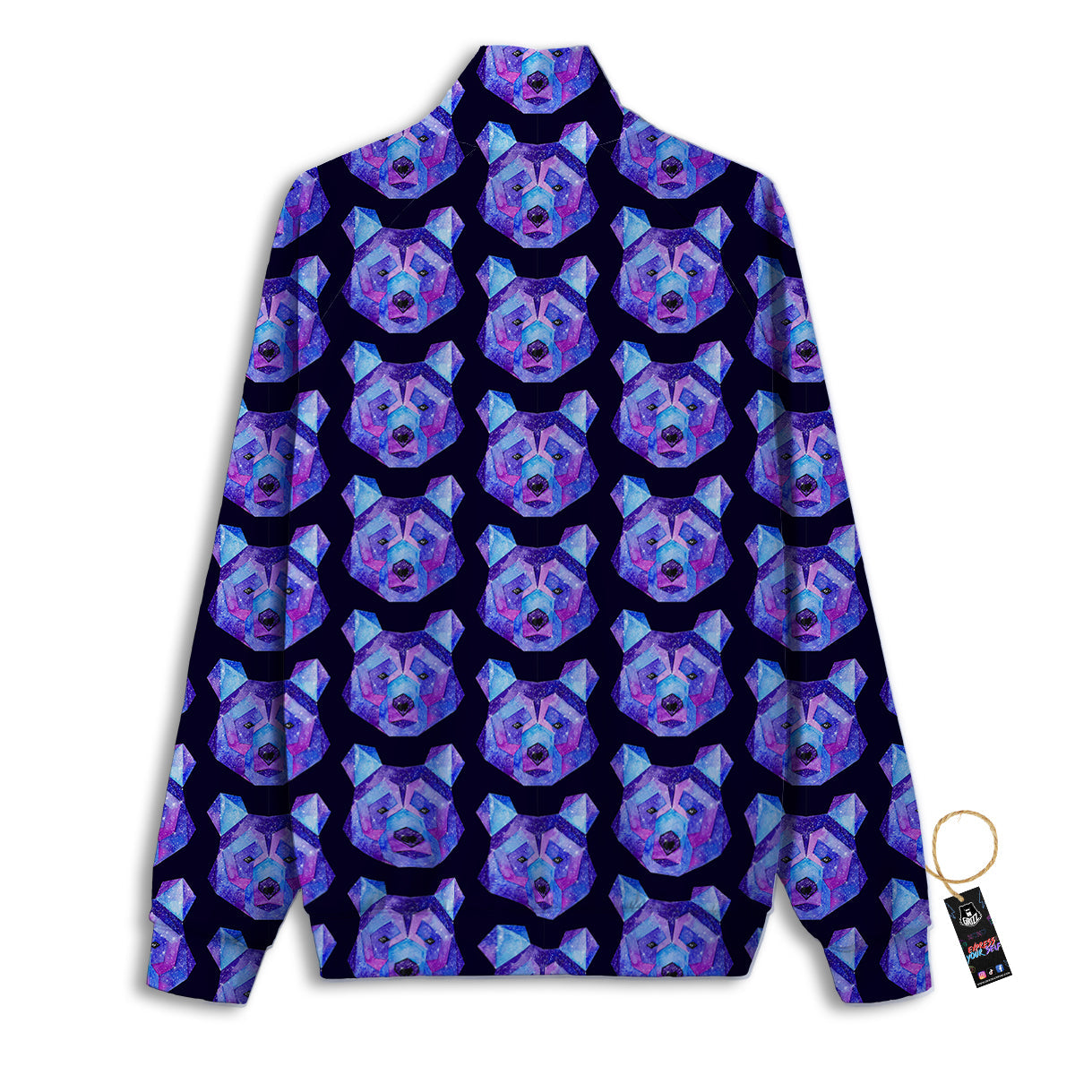 Cosmic Polygonal Bear Print Pattern Track Jacket-grizzshop