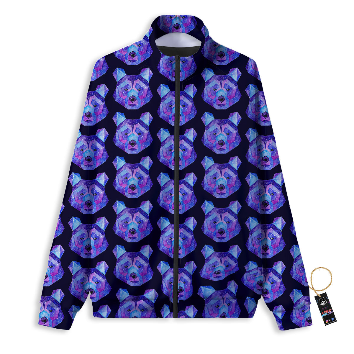 Cosmic Polygonal Bear Print Pattern Track Jacket-grizzshop