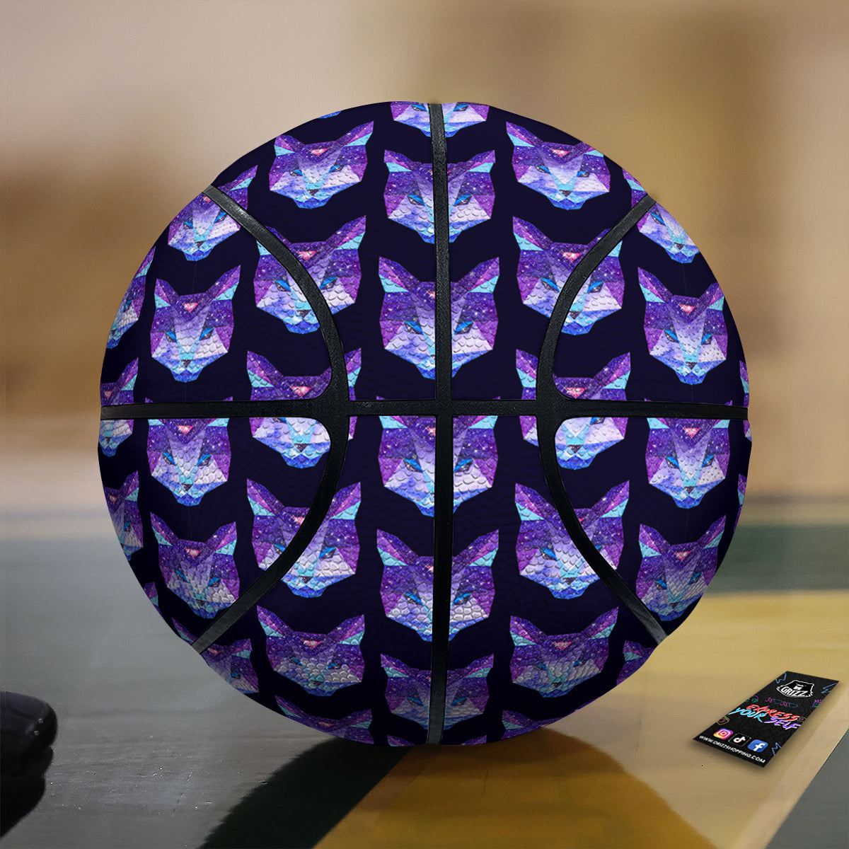 Cosmic Polygonal Cat Print Pattern Basketball-grizzshop