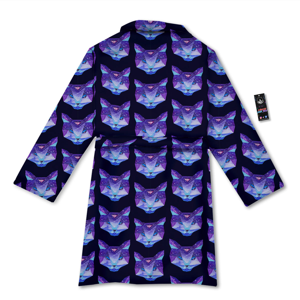 Cosmic Polygonal Cat Print Pattern Bathrobe-grizzshop