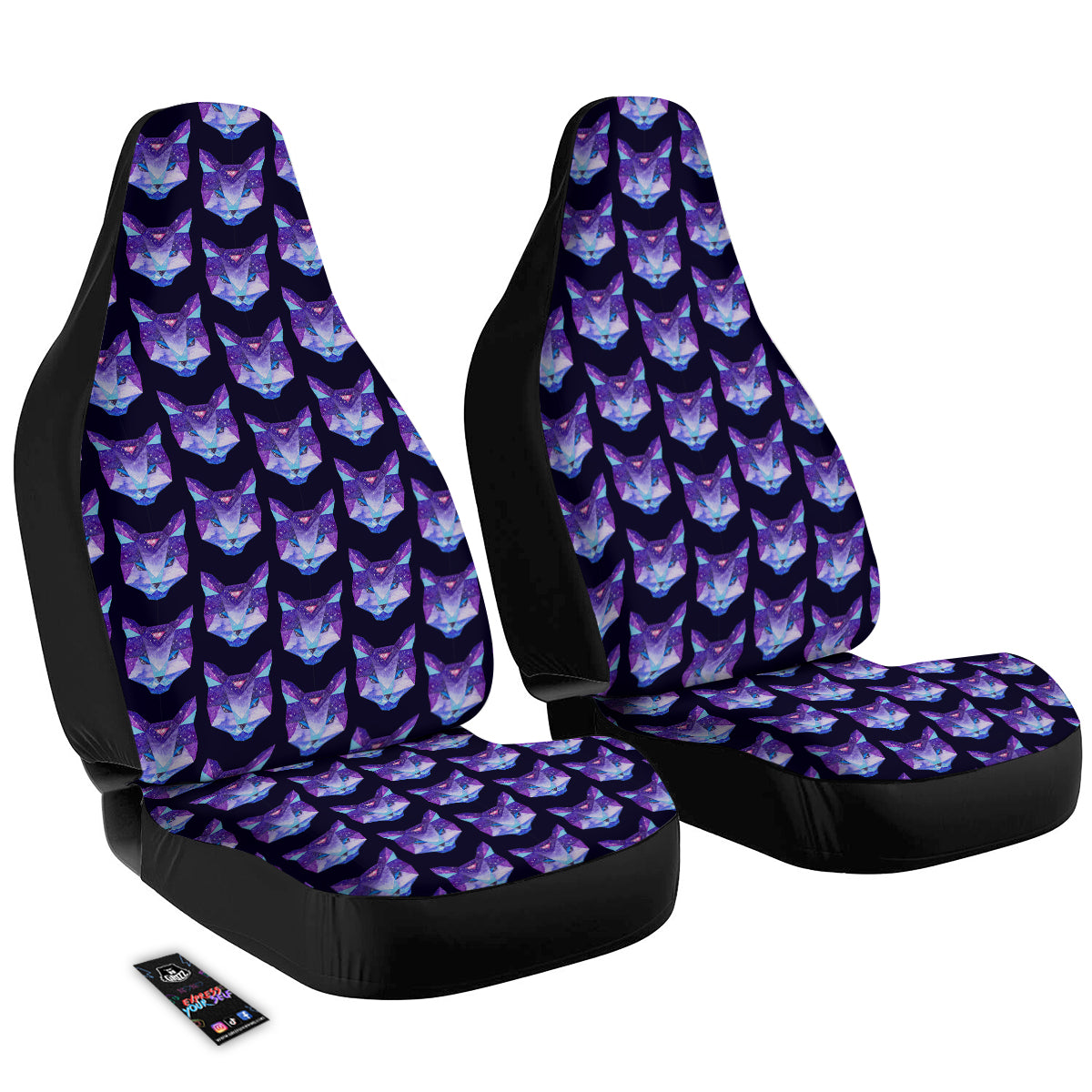 Cosmic Polygonal Cat Print Pattern Car Seat Covers-grizzshop