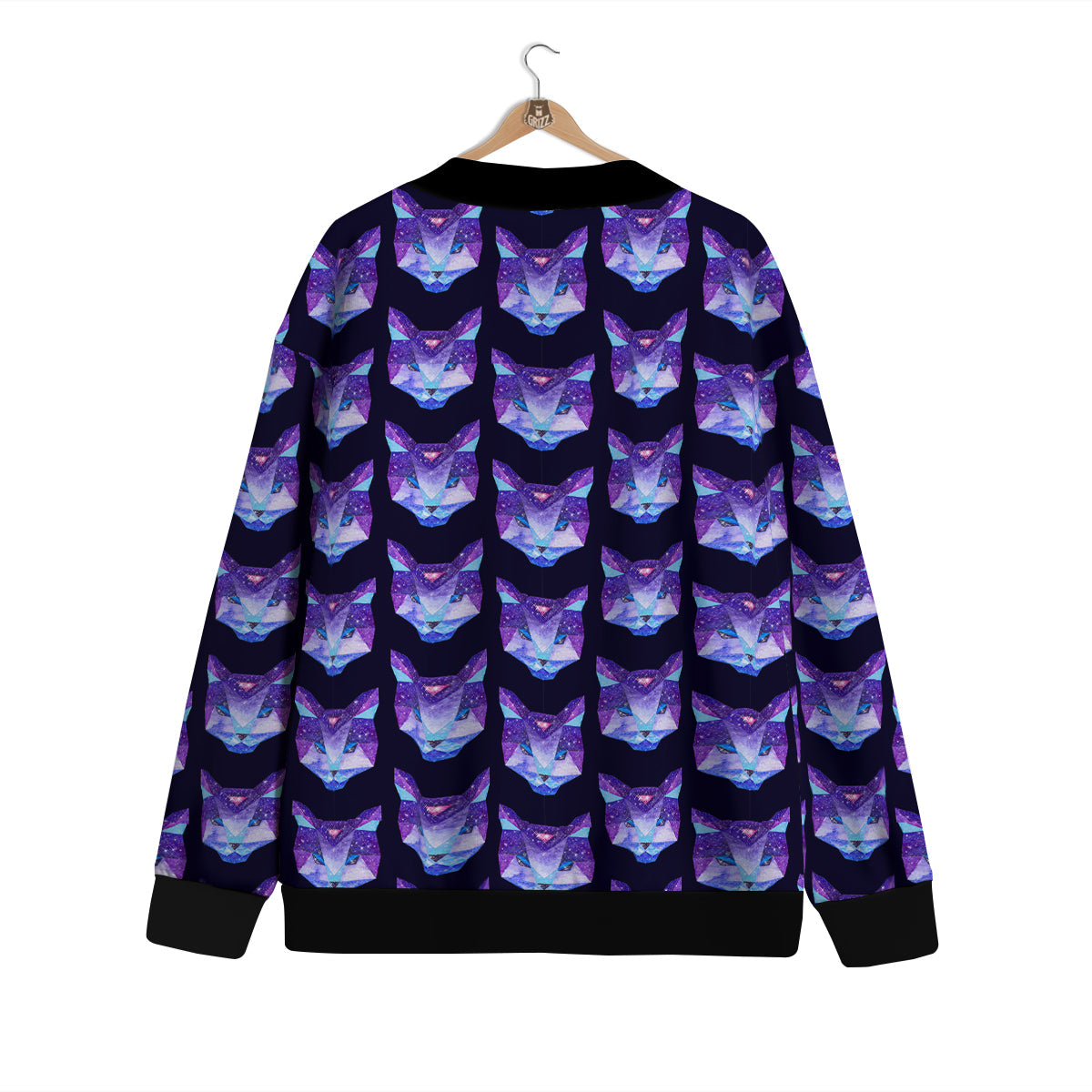 Cosmic Polygonal Cat Print Pattern Cardigan-grizzshop