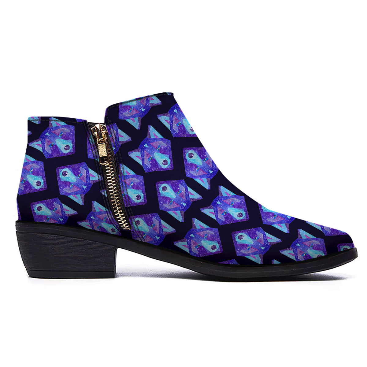 Cosmic Polygonal Wolf Print Pattern Ankle Boots-grizzshop