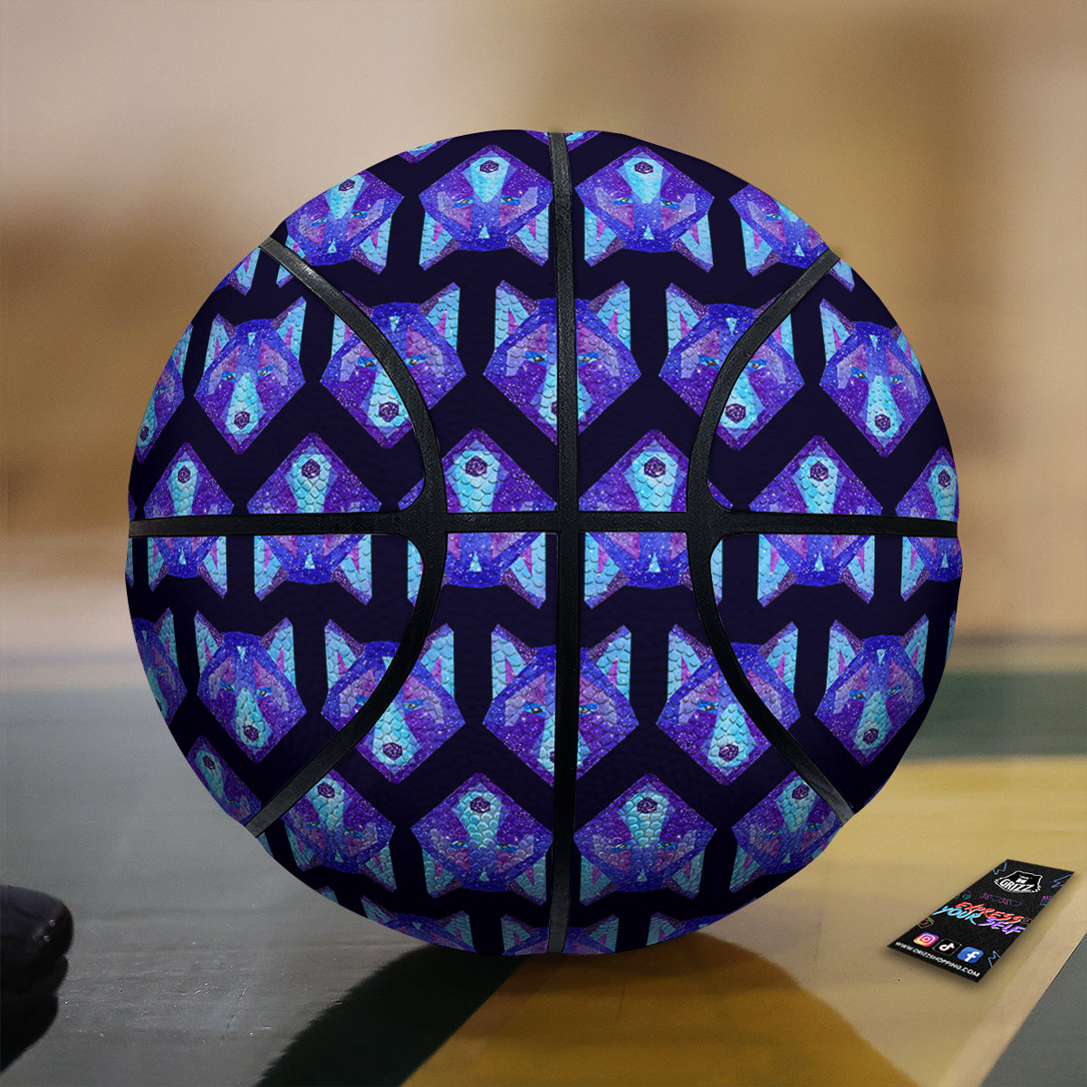 Cosmic Polygonal Wolf Print Pattern Basketball-grizzshop