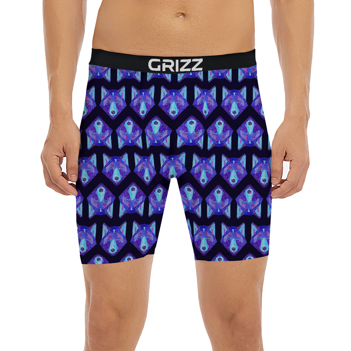 Cosmic Polygonal Wolf Print Pattern Boxer Briefs-grizzshop