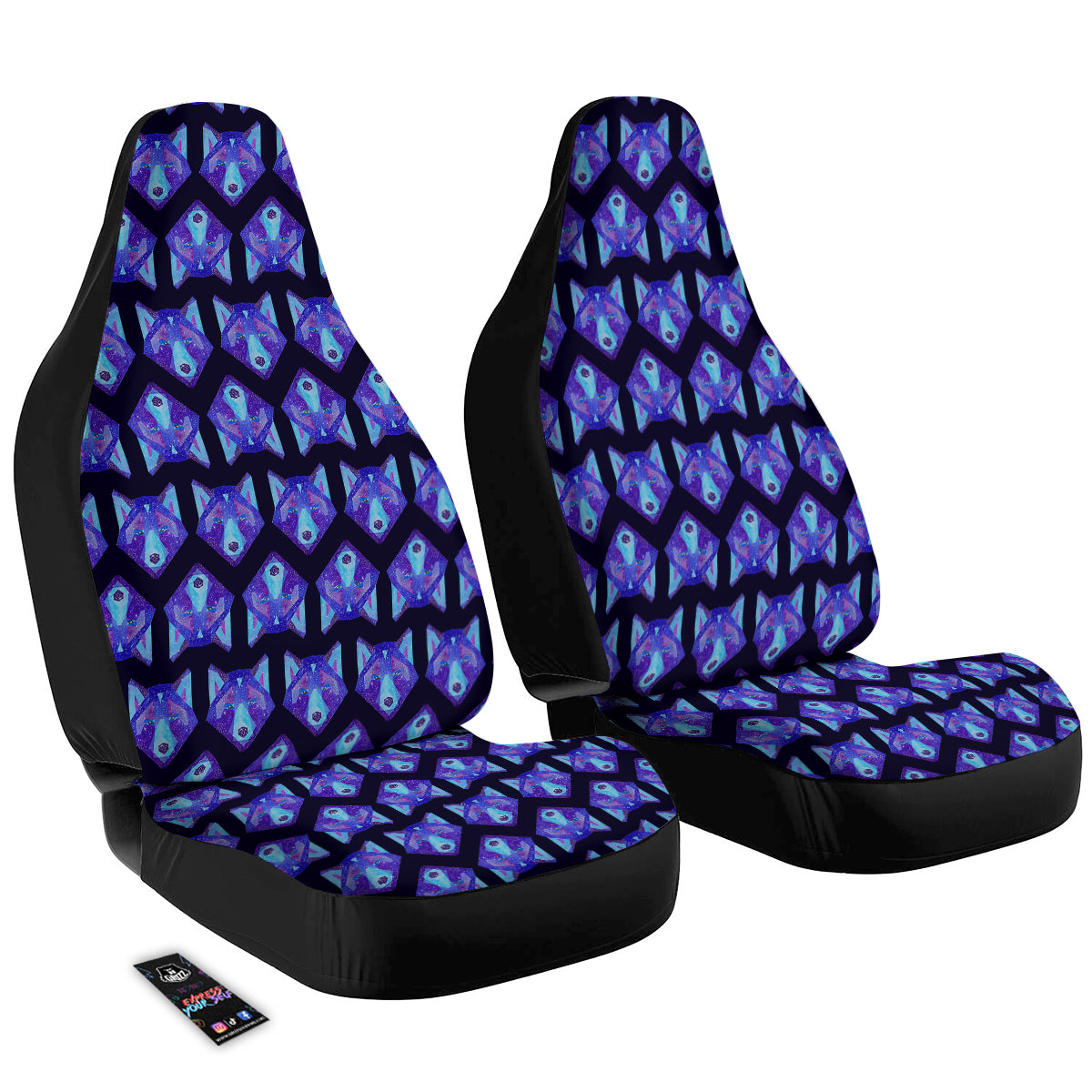 Cosmic Polygonal Wolf Print Pattern Car Seat Covers-grizzshop