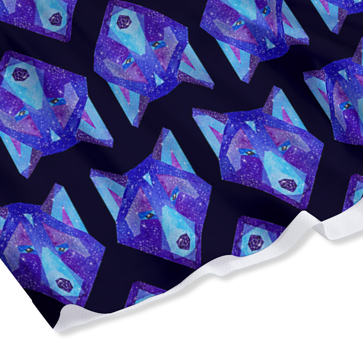 Cosmic Polygonal Wolf Print Pattern Mesh Shorts-grizzshop
