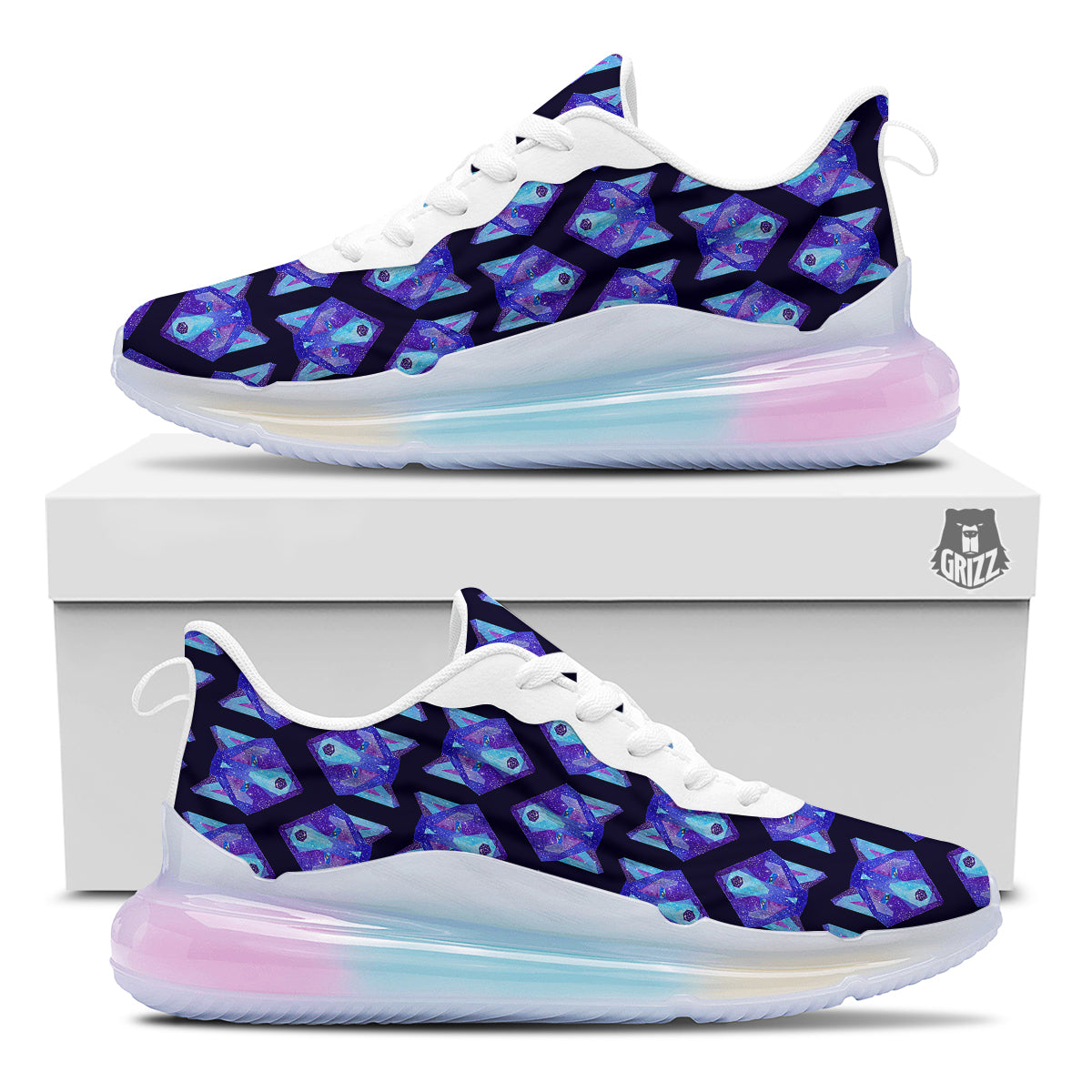 Cosmic Polygonal Wolf Print Pattern Running Sneakers-grizzshop