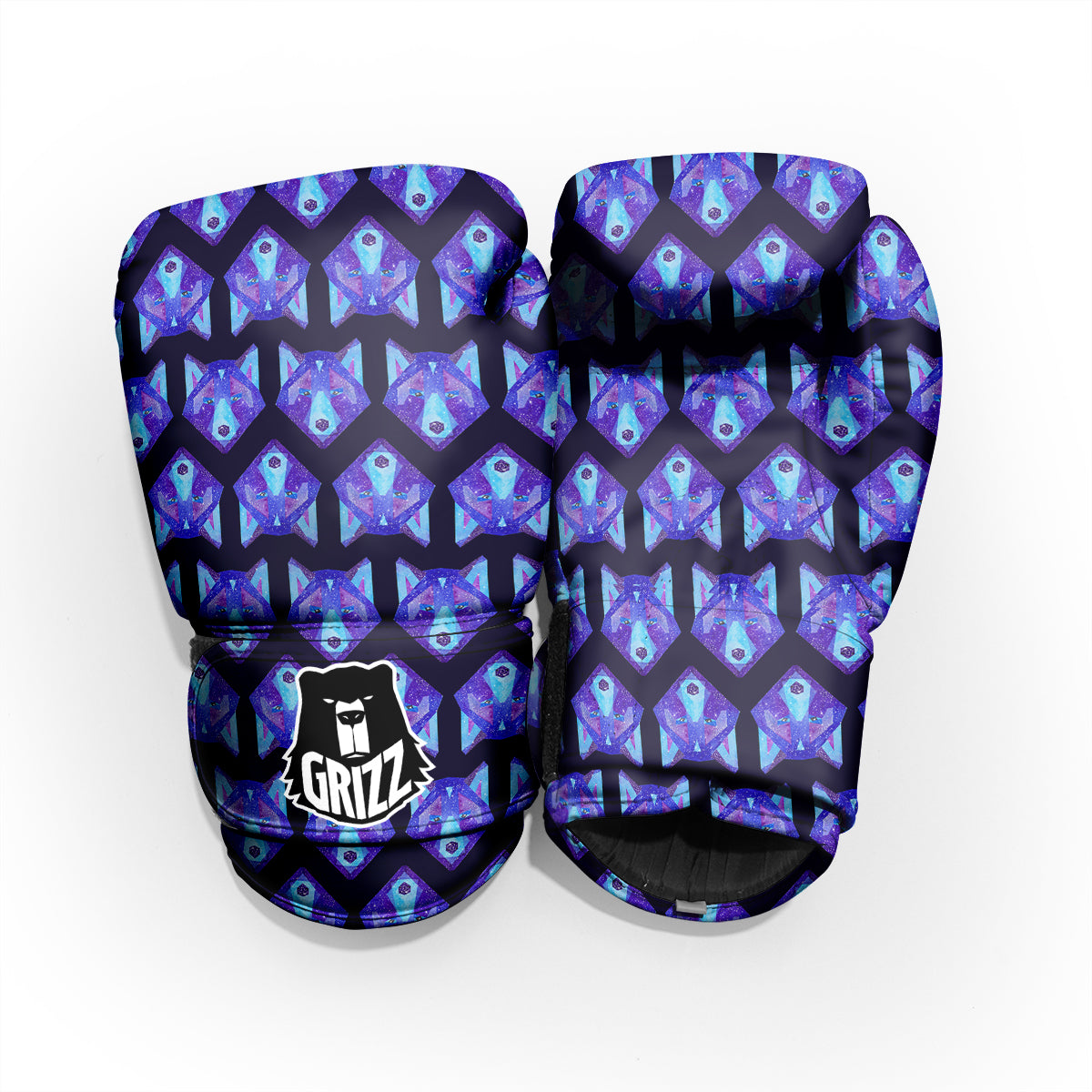 Cosmic Polygonal Wolf Print Pattern Sparring Gloves-grizzshop