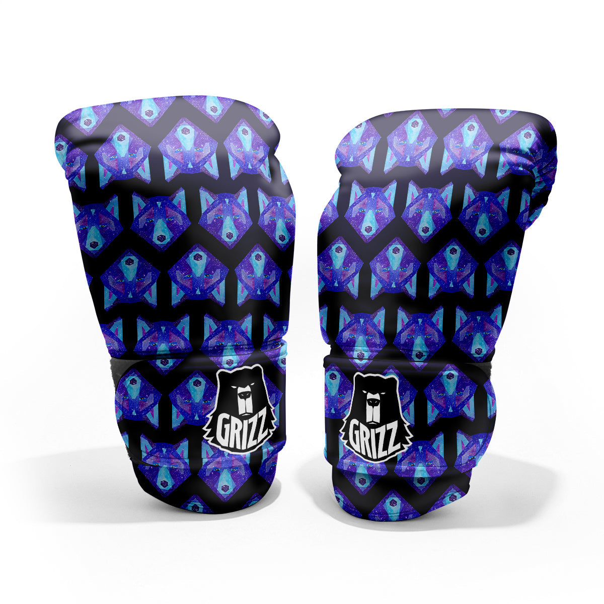 Cosmic Polygonal Wolf Print Pattern Sparring Gloves-grizzshop