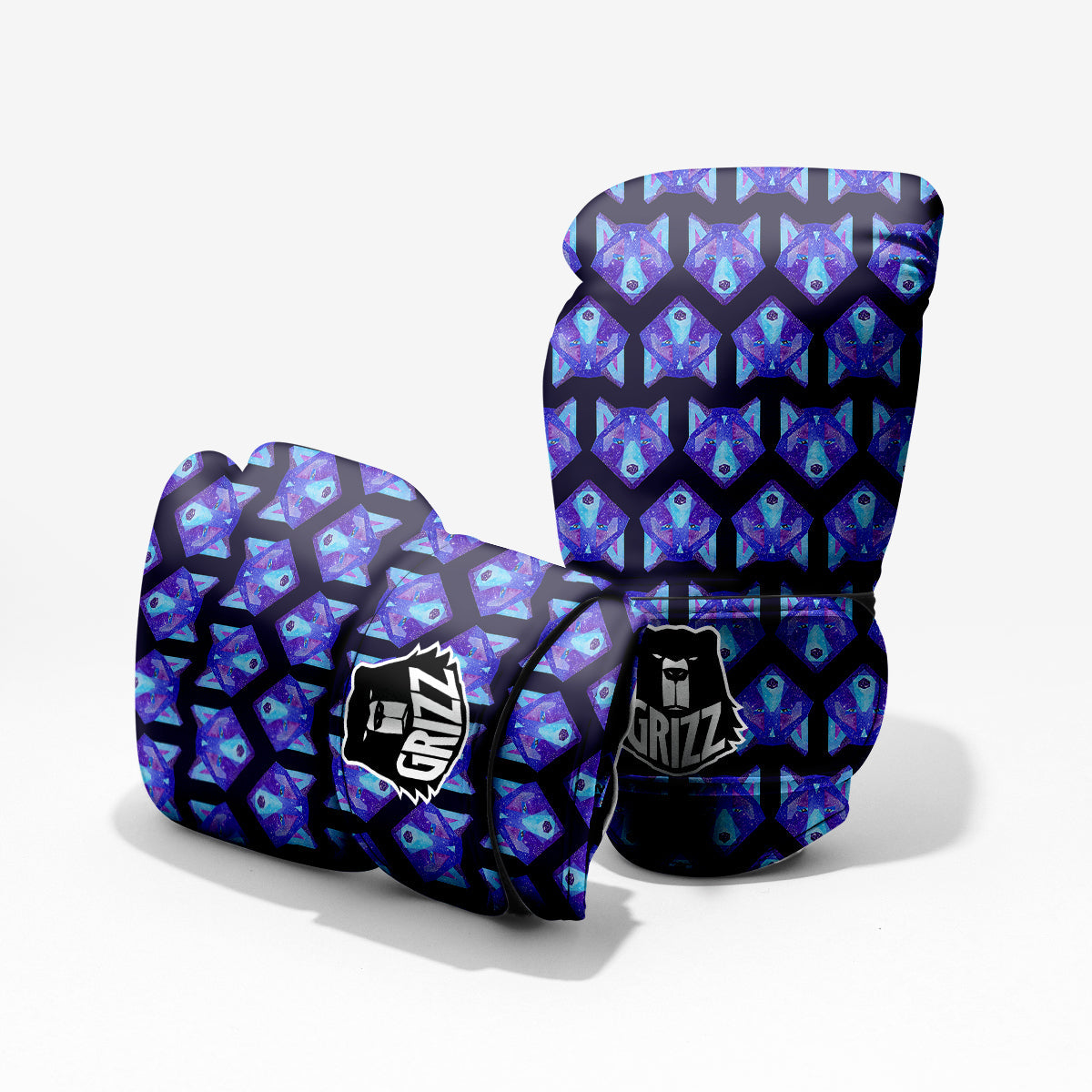 Cosmic Polygonal Wolf Print Pattern Sparring Gloves-grizzshop