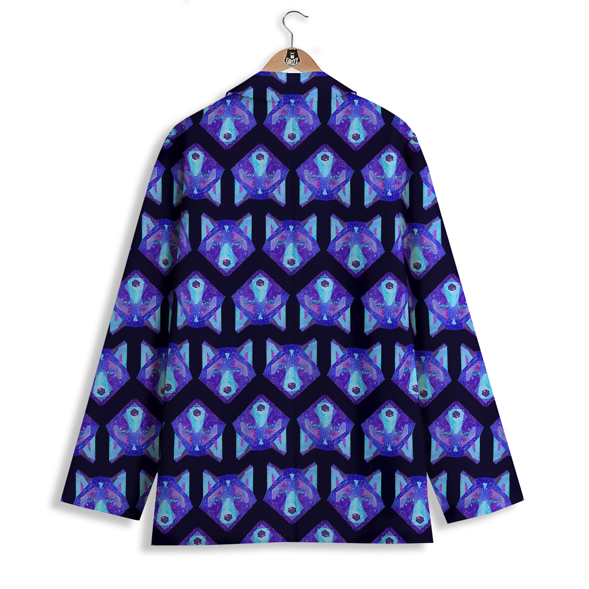 Cosmic Polygonal Wolf Print Pattern Women's Blazer-grizzshop