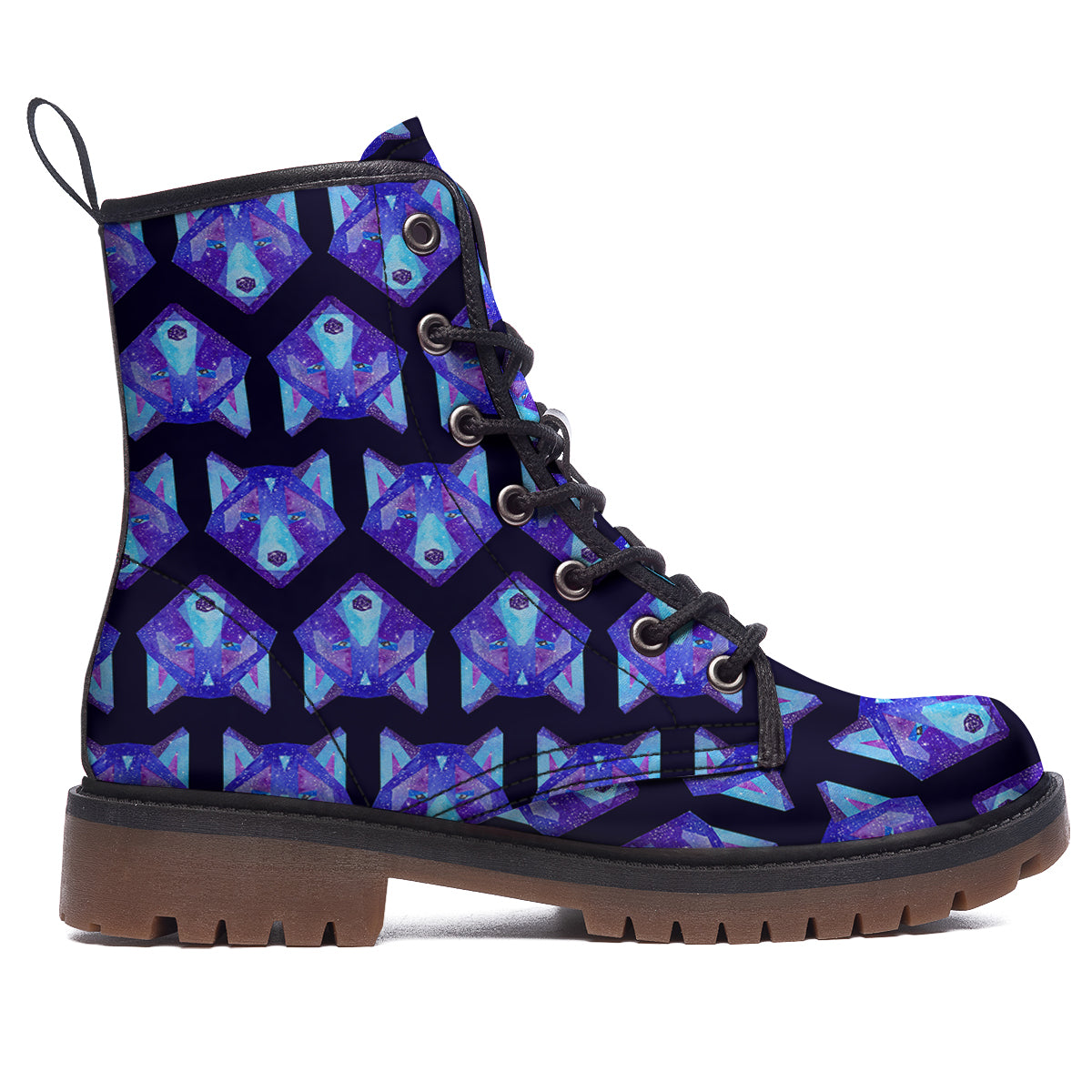 Cosmic Polygonal Wolf Print Pattern Work Boots-grizzshop