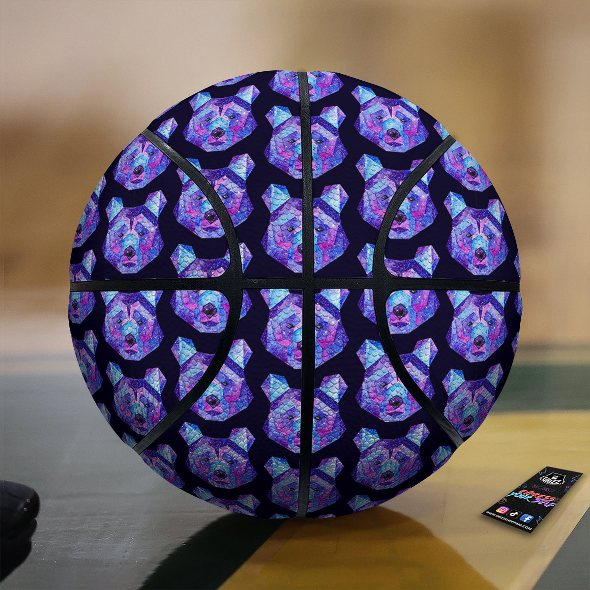 Cosmic Polygonal Bear Print Pattern Basketball