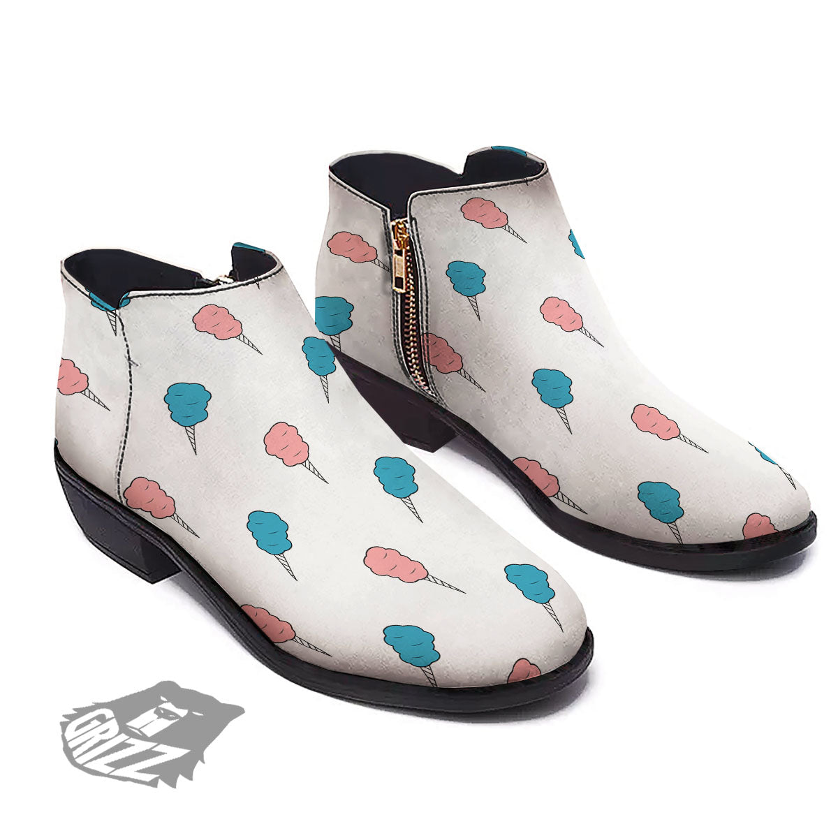 Cotton Candy Blue And Pink Print Pattern Ankle Boots-grizzshop