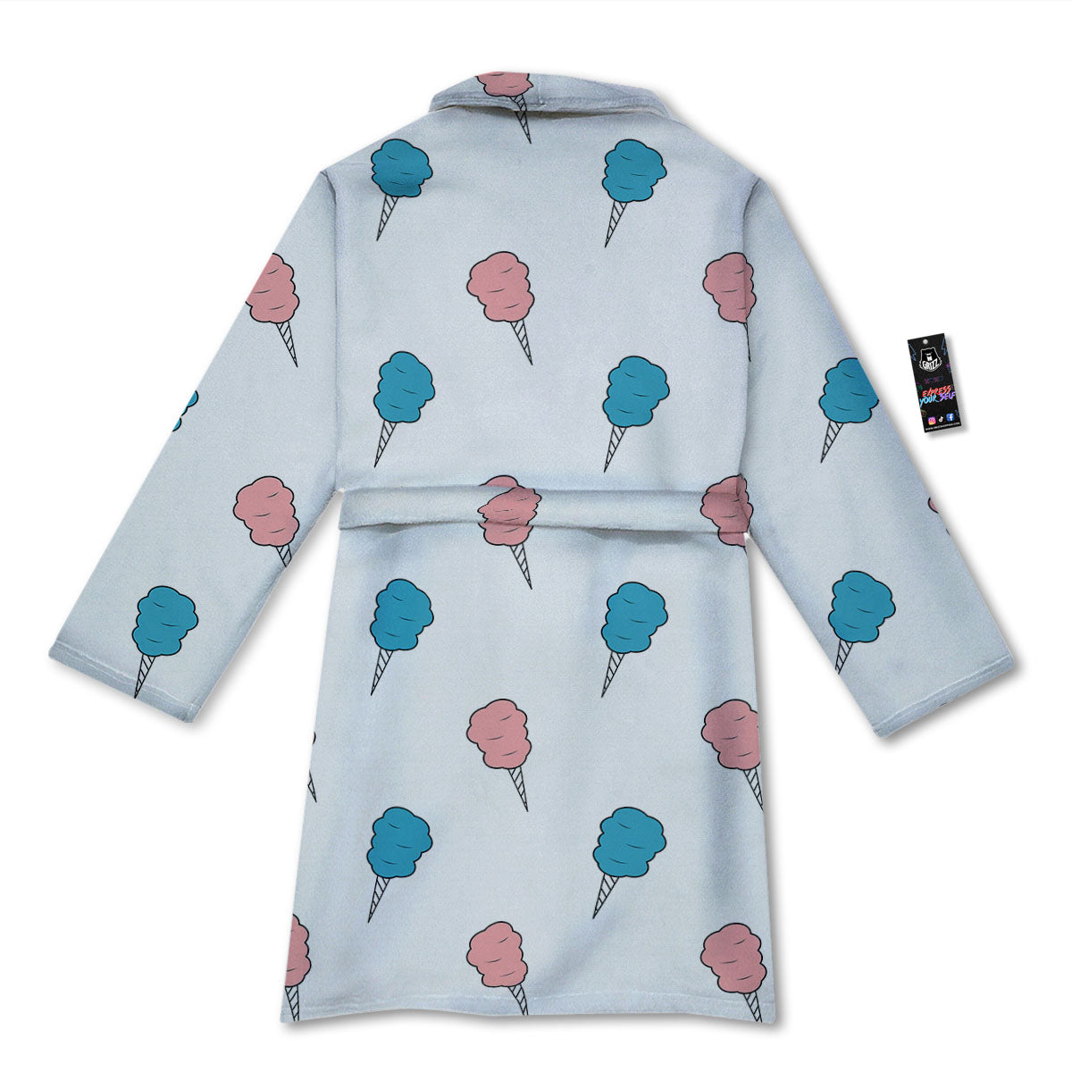 Cotton Candy Blue And Pink Print Pattern Bathrobe-grizzshop