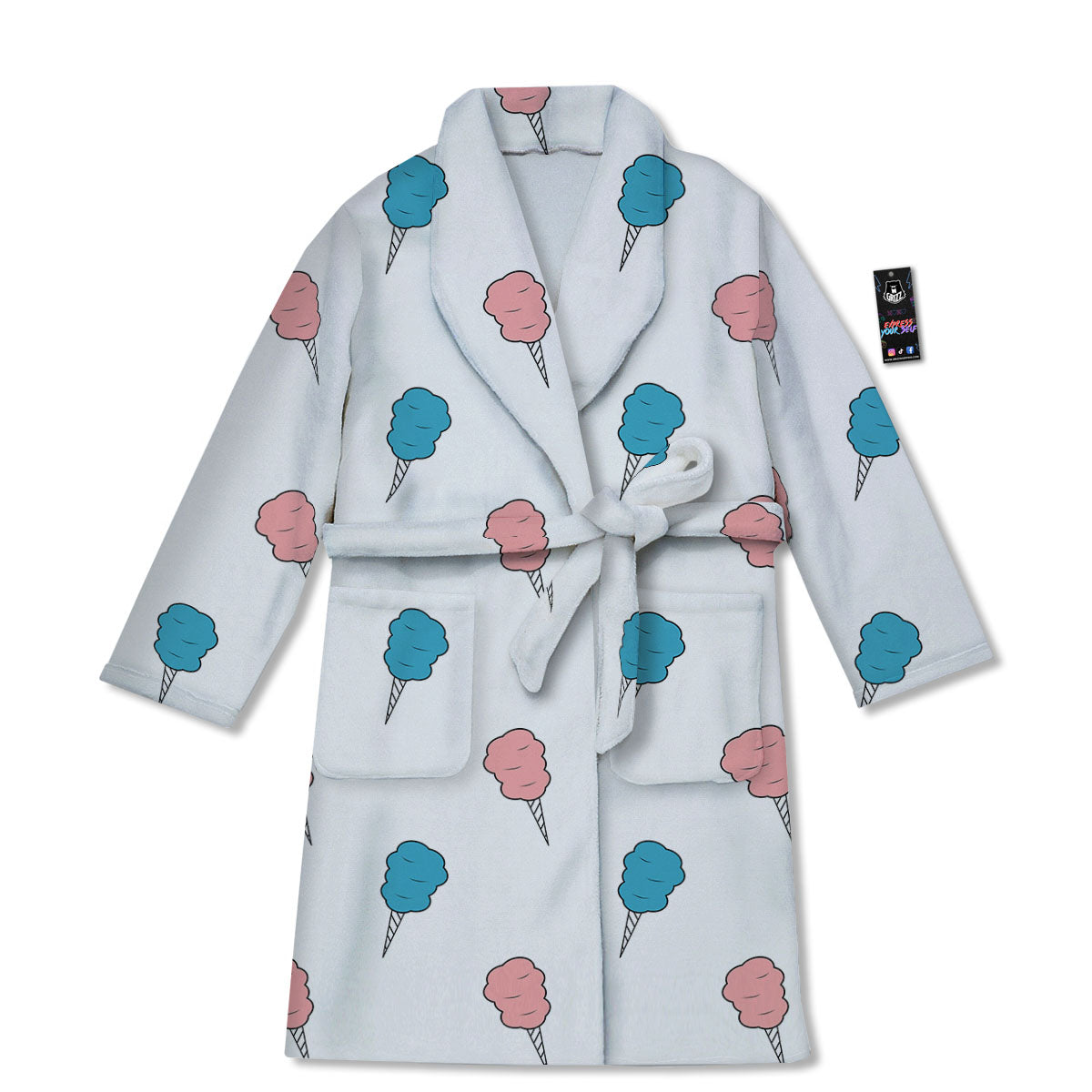 Cotton Candy Blue And Pink Print Pattern Bathrobe-grizzshop