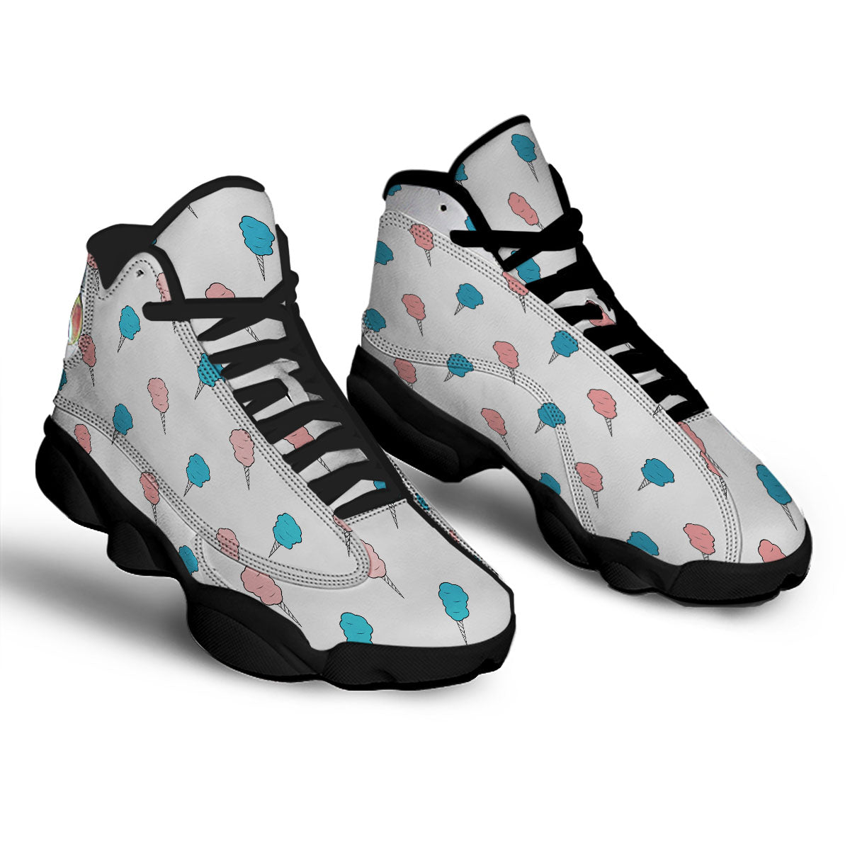 Cotton Candy Blue And Pink Print Pattern Black Basketball Shoes-grizzshop