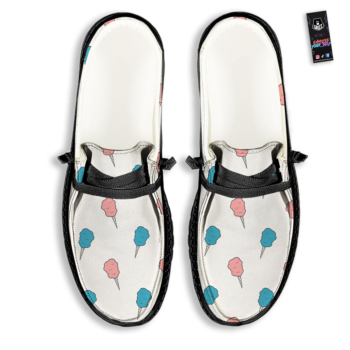 Cotton Candy Blue And Pink Print Pattern Black Loafers-grizzshop
