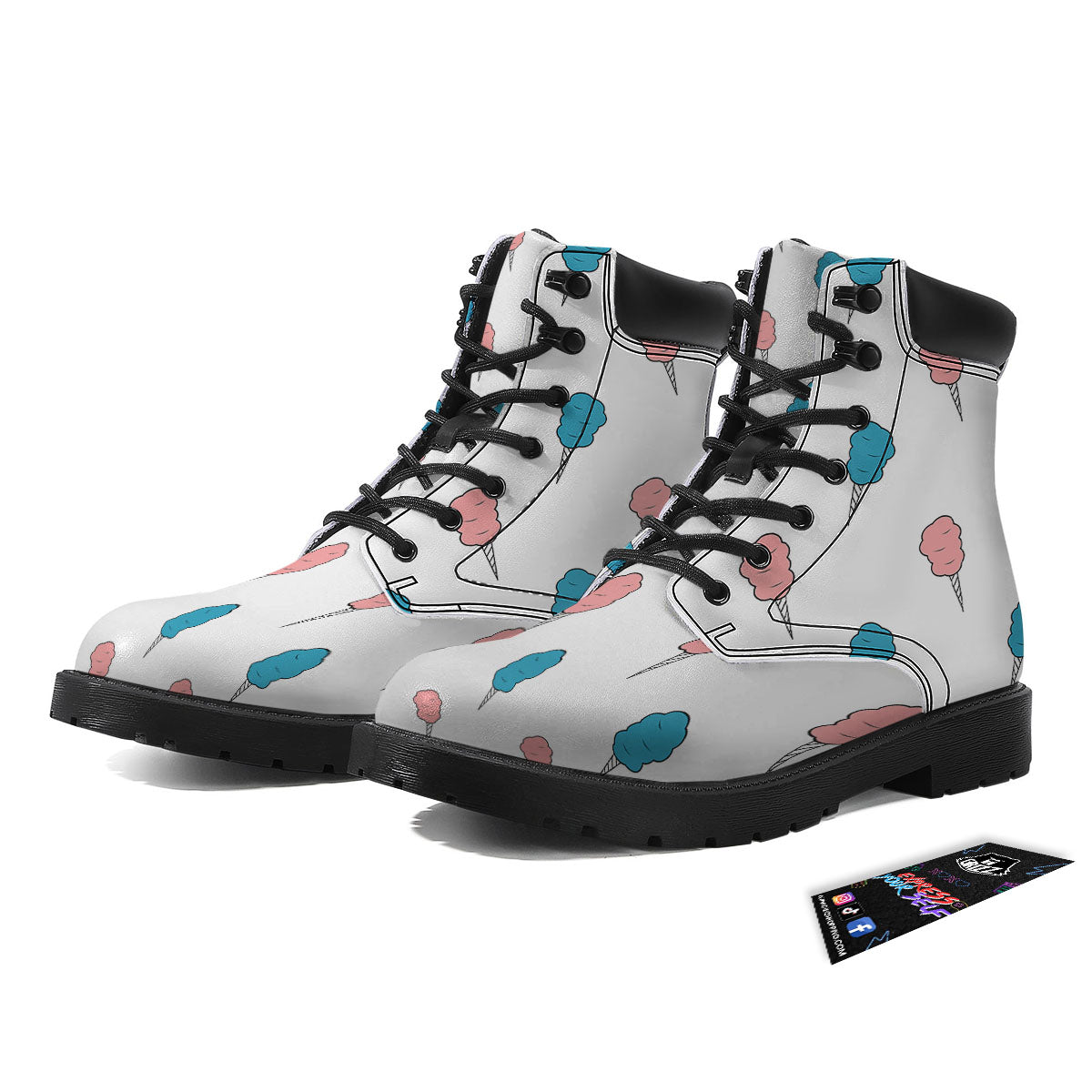 Cotton Candy Blue And Pink Print Pattern Boots-grizzshop
