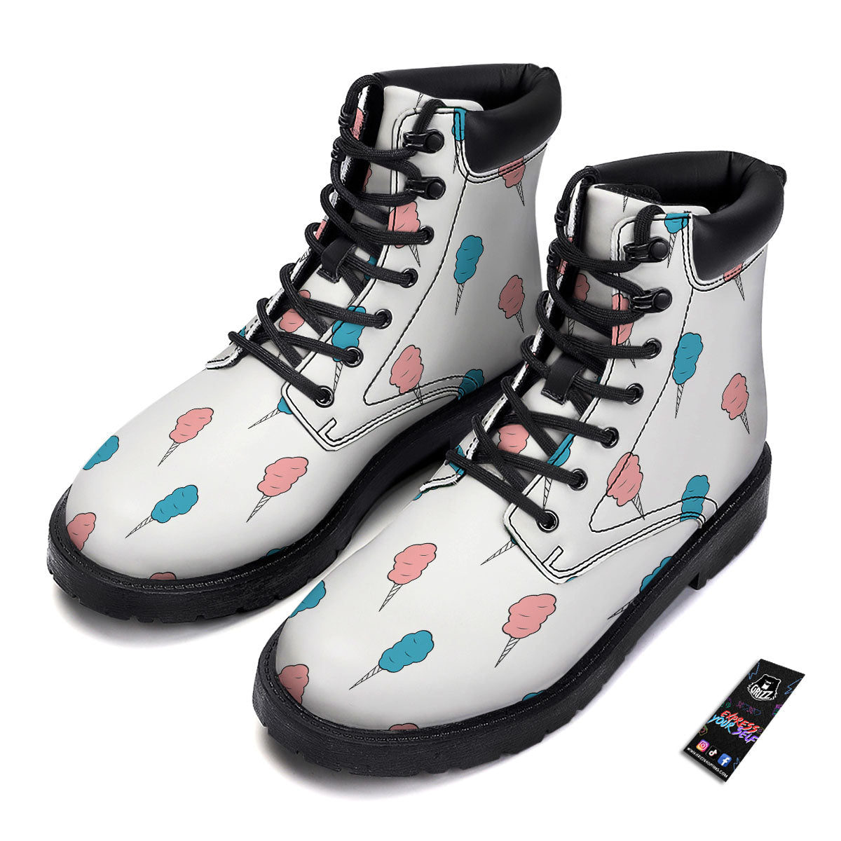 Cotton Candy Blue And Pink Print Pattern Boots-grizzshop