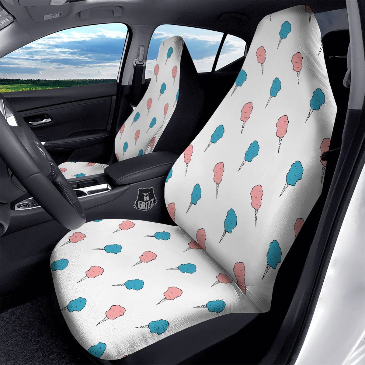 Cotton Candy Blue And Pink Print Pattern Car Seat Covers-grizzshop