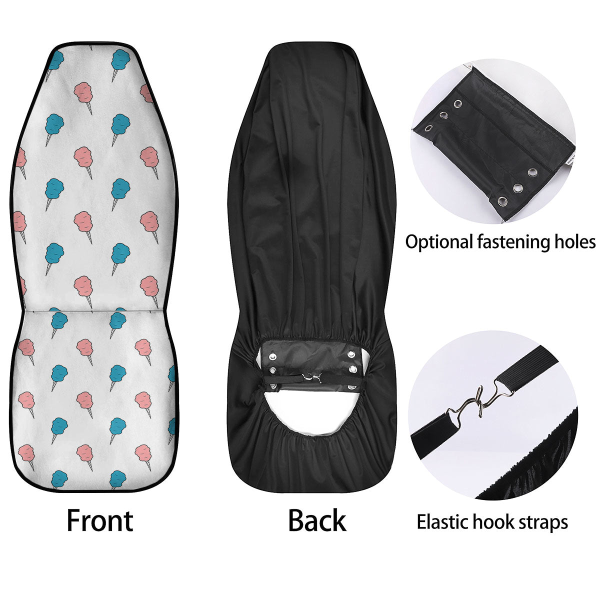 Cotton Candy Blue And Pink Print Pattern Car Seat Covers-grizzshop