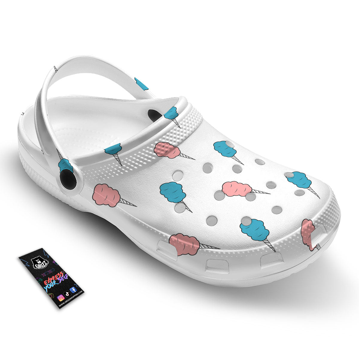 Cotton Candy Blue And Pink Print Pattern Clog-grizzshop