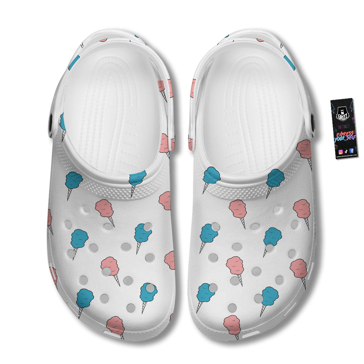 Cotton Candy Blue And Pink Print Pattern Clog-grizzshop