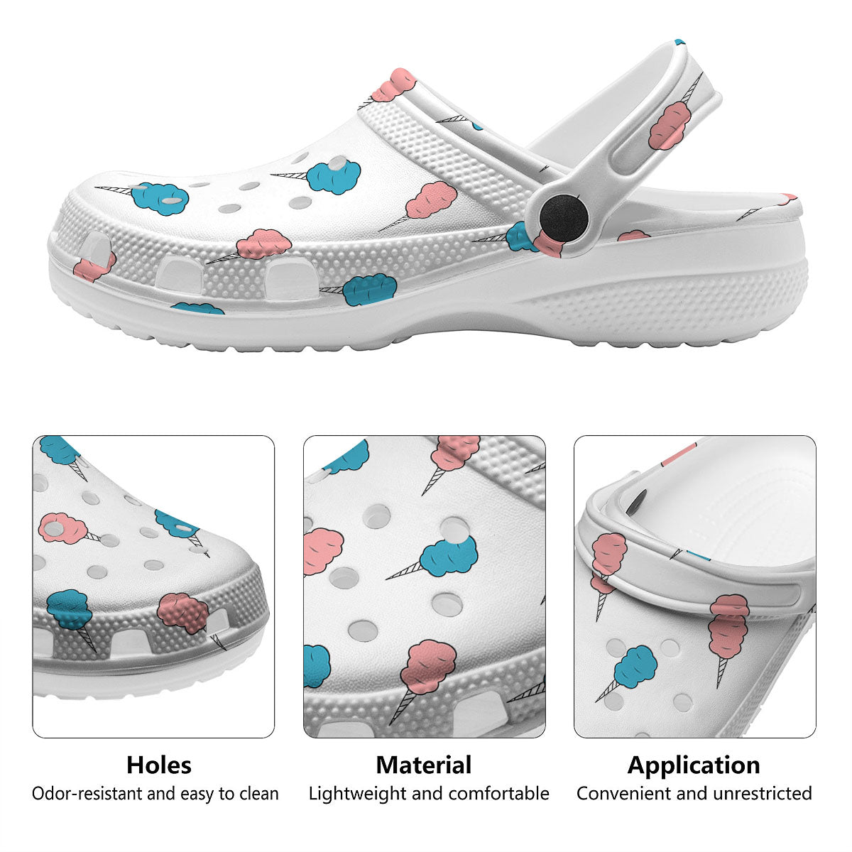 Cotton Candy Blue And Pink Print Pattern Clog-grizzshop