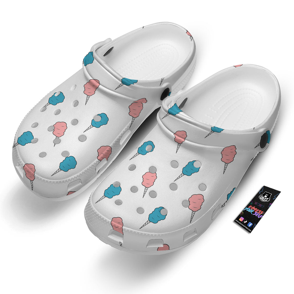 Cotton Candy Blue And Pink Print Pattern Clog-grizzshop