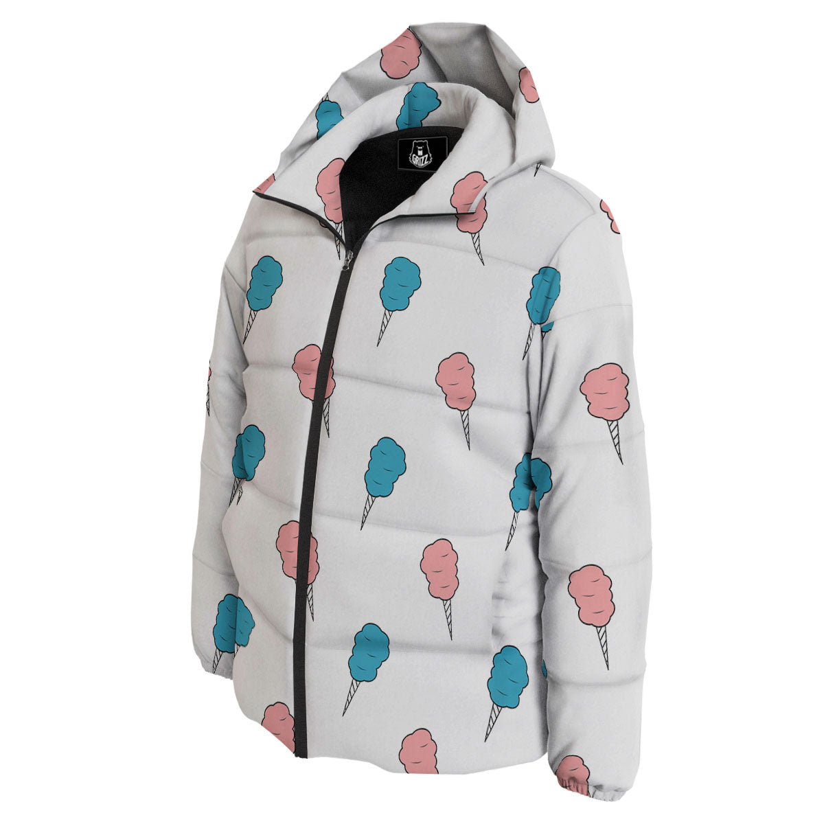 Cotton Candy Blue And Pink Print Pattern Down Jacket-grizzshop