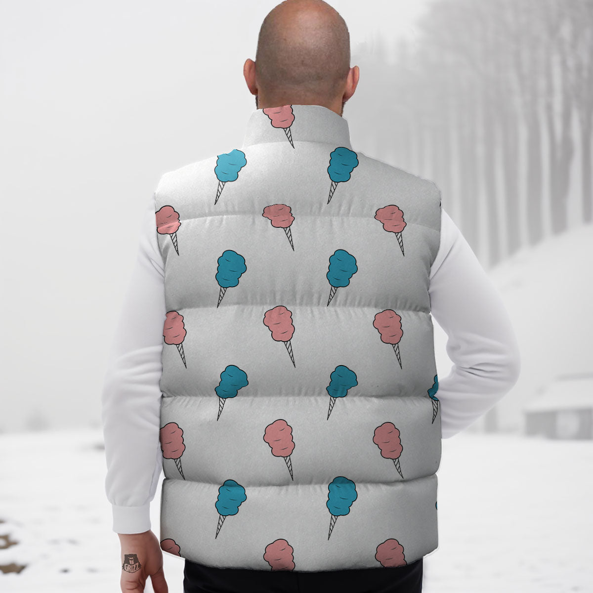 Cotton Candy Blue And Pink Print Pattern Down Vest