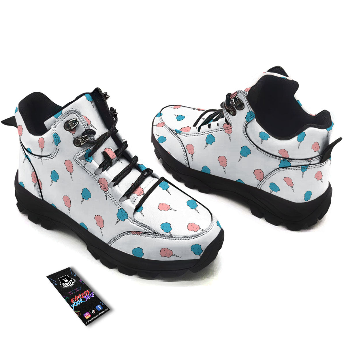 Cotton Candy Blue And Pink Print Pattern Hiking Shoes-grizzshop