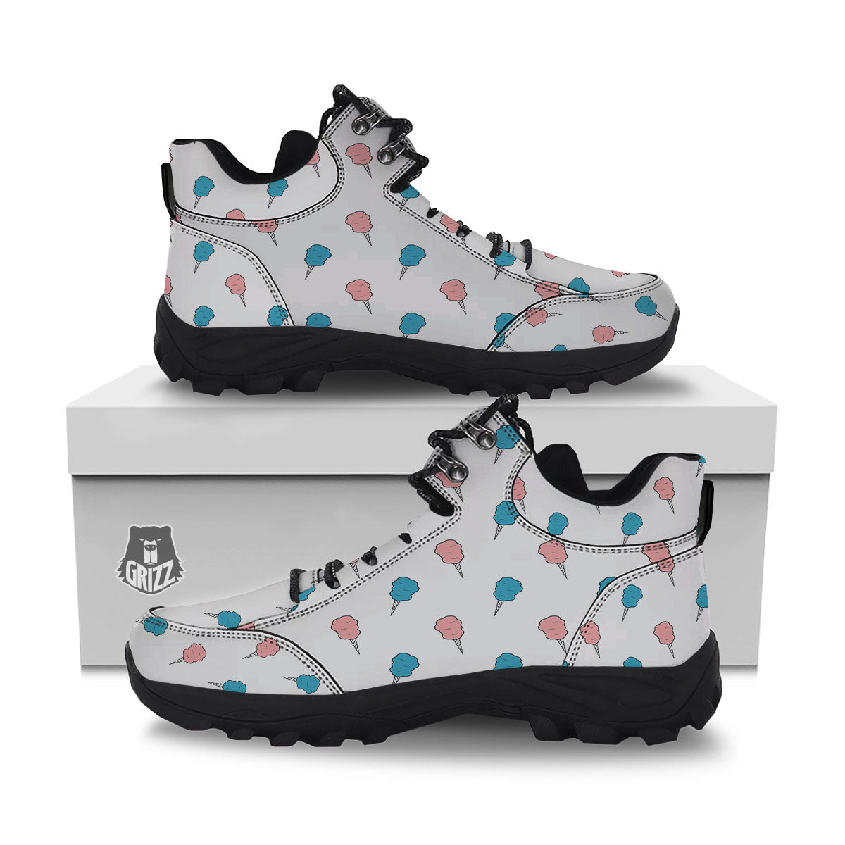 Cotton Candy Blue And Pink Print Pattern Hiking Shoes-grizzshop