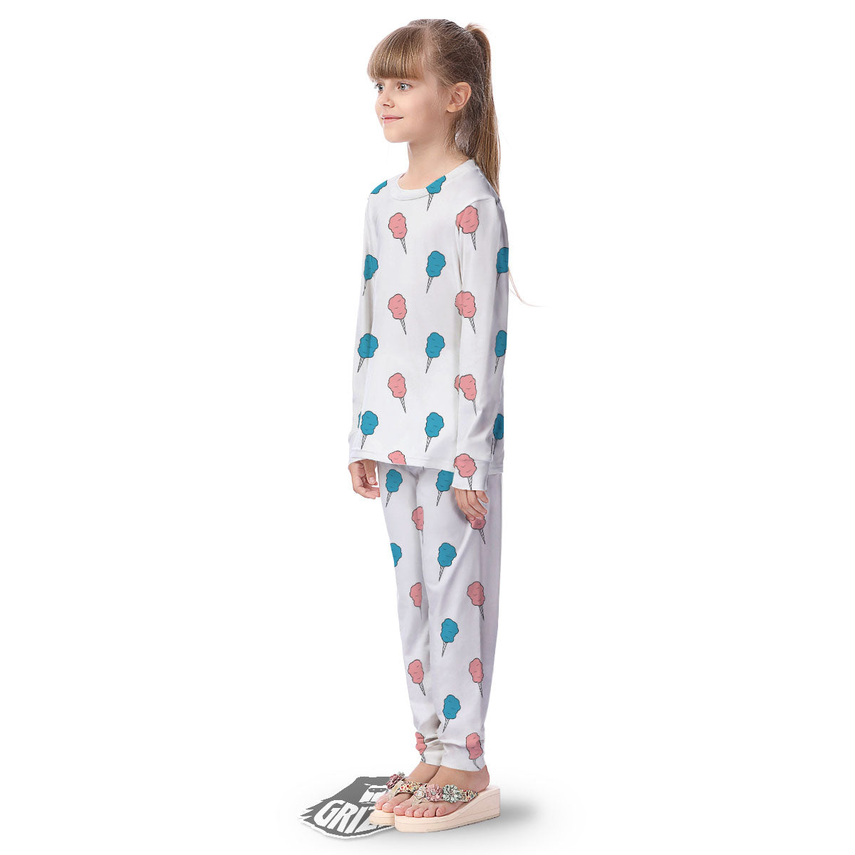 Cotton Candy Blue And Pink Print Pattern Kid's Pajamas-grizzshop